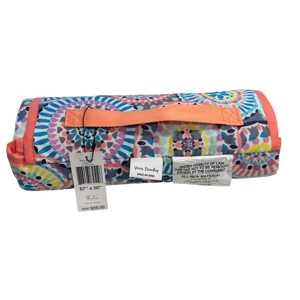 Vera Bradley Picnic Blanket Sunny Medallion 67”x 50” NWT